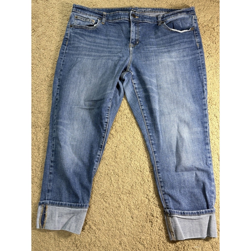 Gap Straight Cuff Jeans Women 18‎ Mid-Rise Blue Denim Preppy